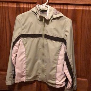 Beautiful green white and black jacket.